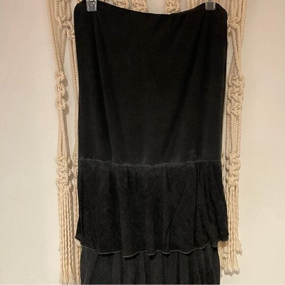 Saga Tiered Dress/Skirt SM/MED Gray Italy Made Lagenlook Silk Blend Minimalist - Picture 2 of 11